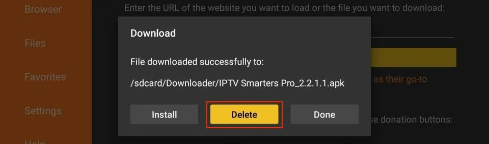 delete iptv smarters pro apk files